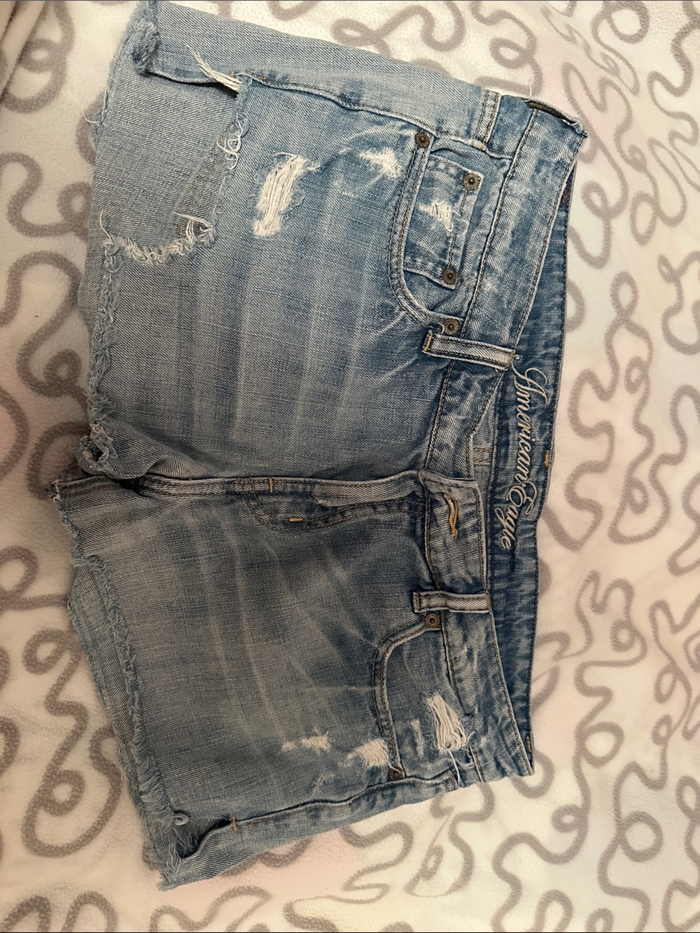 American Eagle Outfitters Light Blue Distressed Denim Jean Shorts